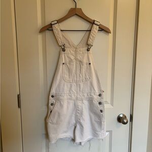 White overall shorts